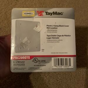 TayMac Plastic 2-Gang Blank Cover Wet Location PBC200GYX *New*